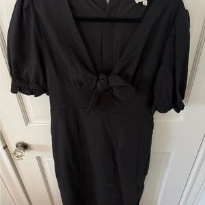 MELLODAY Black Midi Dress with Bow Detail